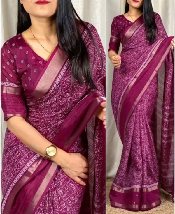 Printed Daily Wear Cotton Silk, Saree