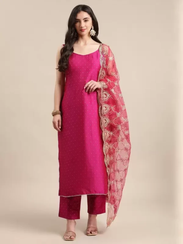 Women Silk Blend Kurta Pant Dupatta Set